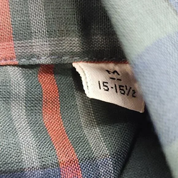 Vintage San Marino California Shirt Men M 15-15 1/2 Green Red Plaid Short Sleeve - Picture 4 of 4